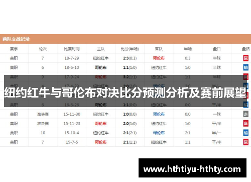 纽约红牛与哥伦布对决比分预测分析及赛前展望